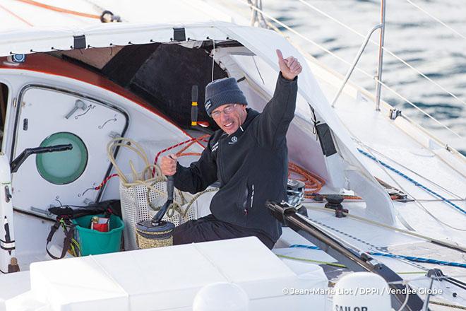 Sebastien Destremau (FRA), skipper Technofirst Face Ocean, at start of the Vendee Globe, in Les Sables d'Olonne, France, on November 6th, 2016  - 2016 Vendee Globe © Jean-Marie Liot / DPPI / Vendée Globe http://www.vendeeglobe.org